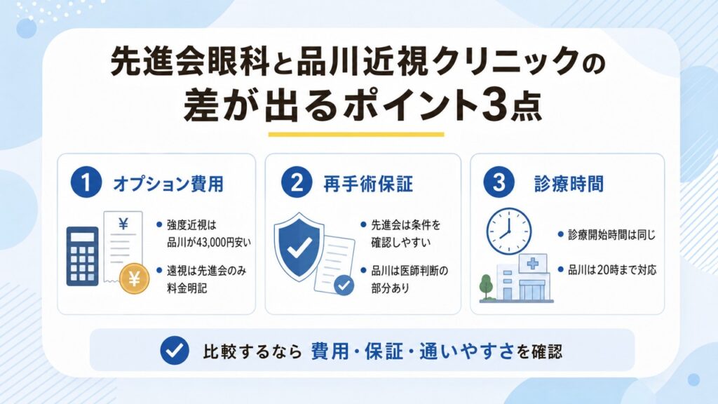 先進会眼科と品川近視クリニックの差が出るポイント3点